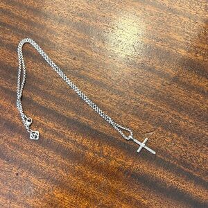 David Yurman Sterling Silver Rope Cross Pendant on Chain